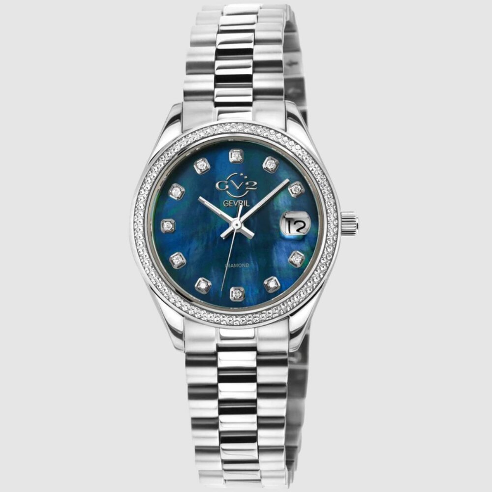 GV2 Gevril Turin Swiss 0.15 ctw Diamond Stainless Steel Watch